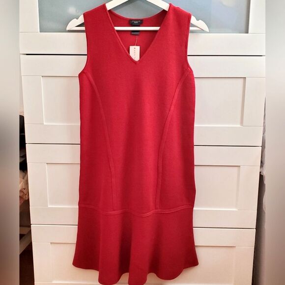 Ann Taylor Factory Ruffle Hem Red Dress XSP - Picture 1 of 3